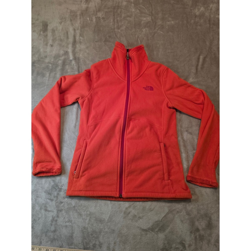 The North Face Fleece Jacket Womens Small Coral TKA 100 Full Zip Mock Neck